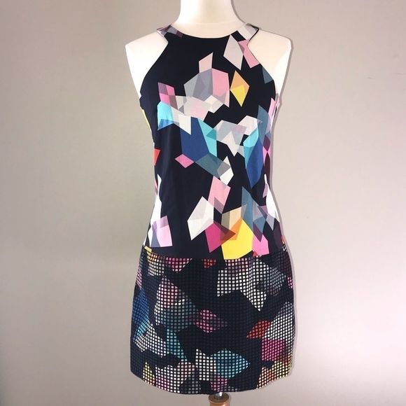 🆕 TRINA TURK size 6 & 0 Aptos confetti faille dress pink blue yellow ora… - Picture 5 of 12